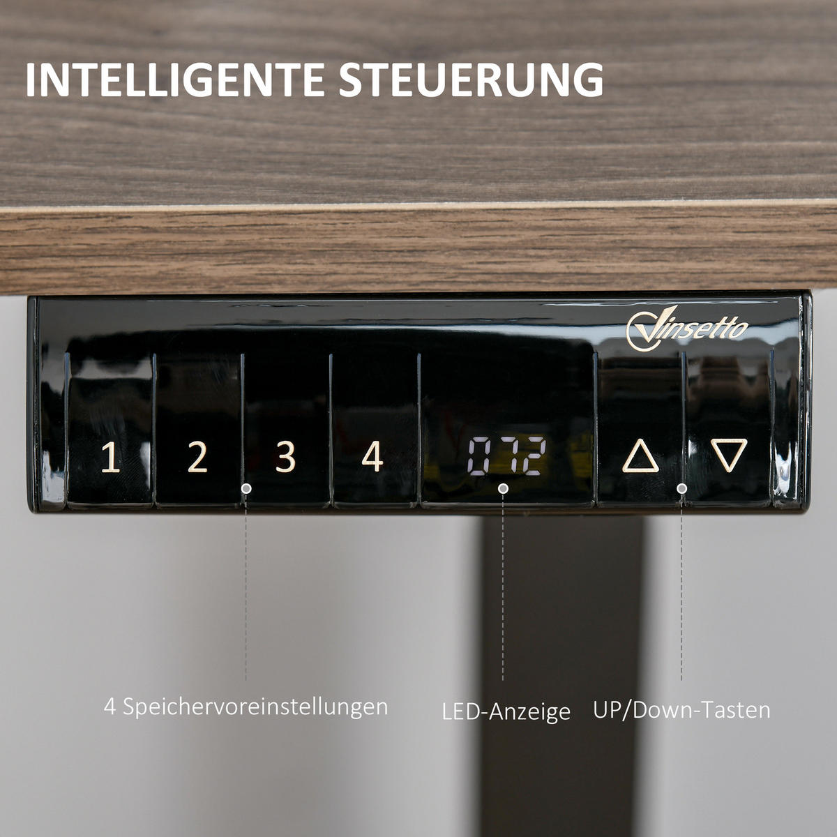 ELEKTRISCHES Schreibtisch Tischgestell mit Motor höhenverstellbar Metall Schwarz - Naturfarben, Metall (140/70/116cm) - Vinsetto