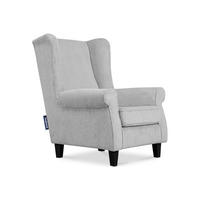 OHRENSESSEL MILES Kord-Bezug Petfriendly, grau - Hellgrau, Holzwerkstoff/Buchenholz (82/105/97cm) - KONSIMO®