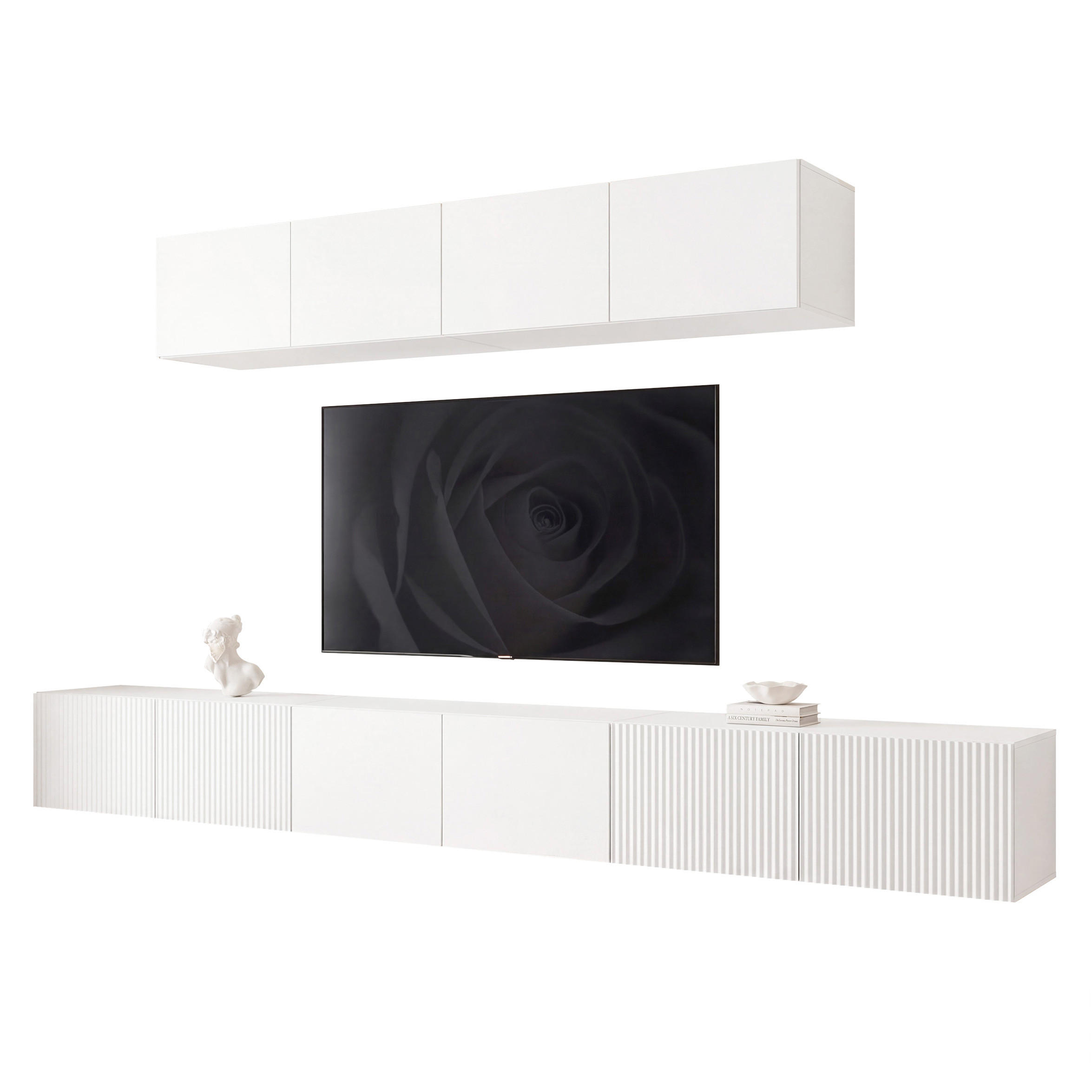 TV-LOWBOARD ANGEL VII mit LED-Beleuchtung, 300 cm Weiß matt - Weiß, Holzwerkstoff (300/72/40cm) - Idohome