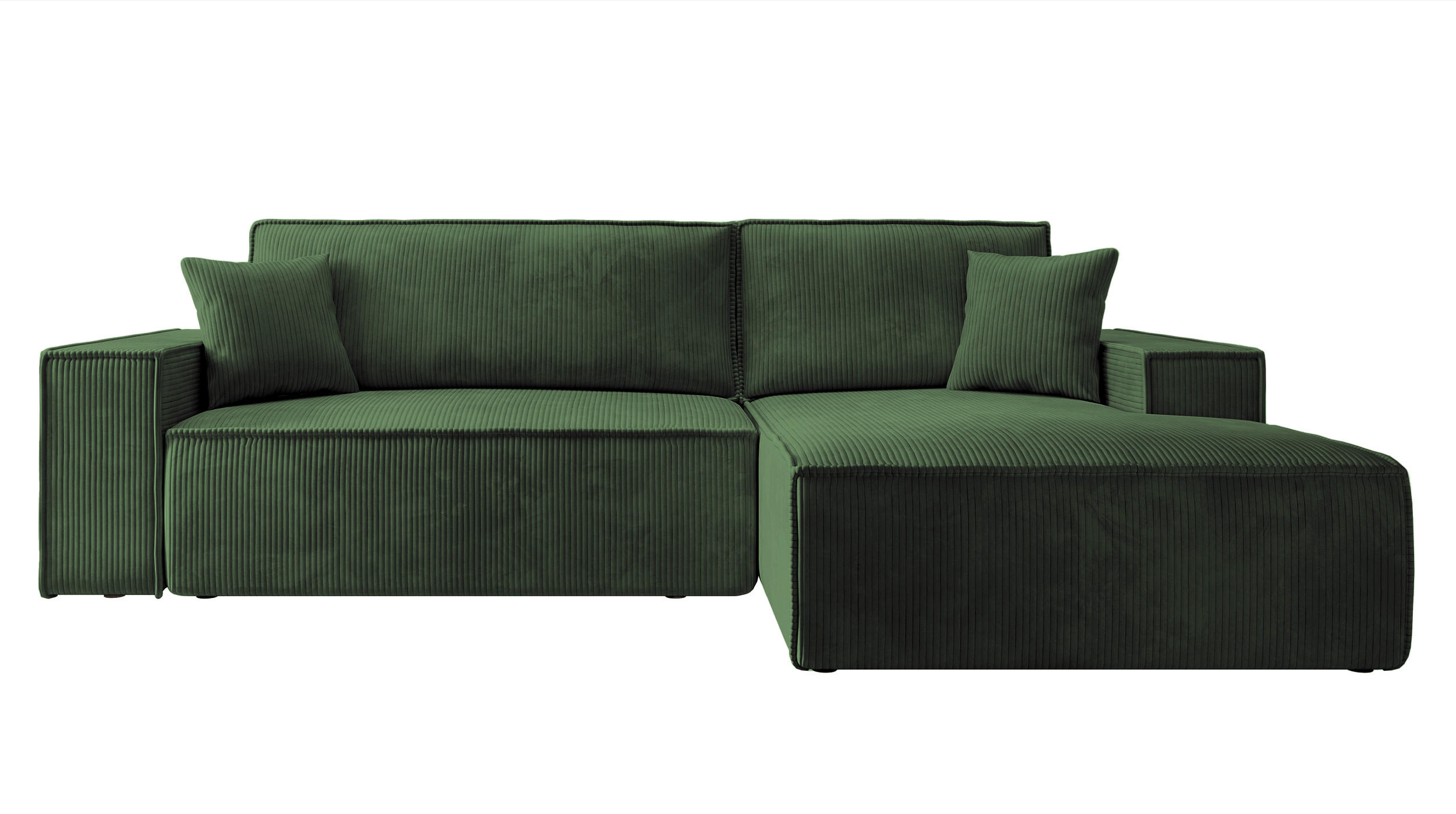 ECKSOFA Farese Dunkelgrün Cordbezug - Schwarz/Grün, Kunststoff/Textil (267/167cm) - Selsey