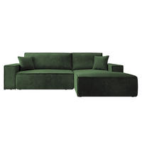 ECKSOFA Farese Dunkelgrün Cordbezug - Schwarz/Grün, Kunststoff/Textil (267/167cm) - Selsey