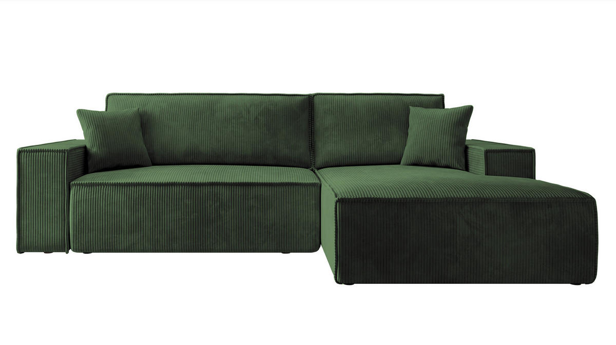 ECKSOFA Farese Dunkelgrün Cordbezug - Schwarz/Grün, Kunststoff/Textil (267/167cm) - Selsey
