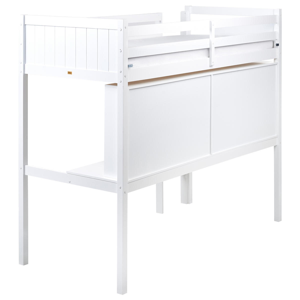 HOCHBETT MIT SCHREIBTISCH 90x200 cm Weiß Foucamont - Weiß, Holz (90/200cm) - Beliani