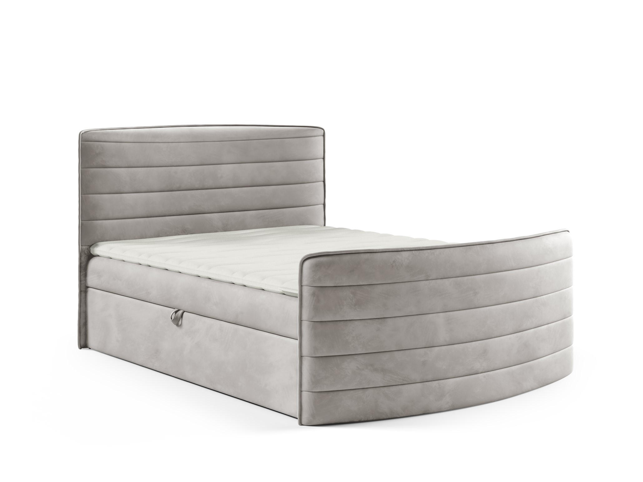 BOXBETT Ambra In Elisa Velvet - Hellgrau, Holzwerkstoff/Textil (120/200cm) - Fun Möbel