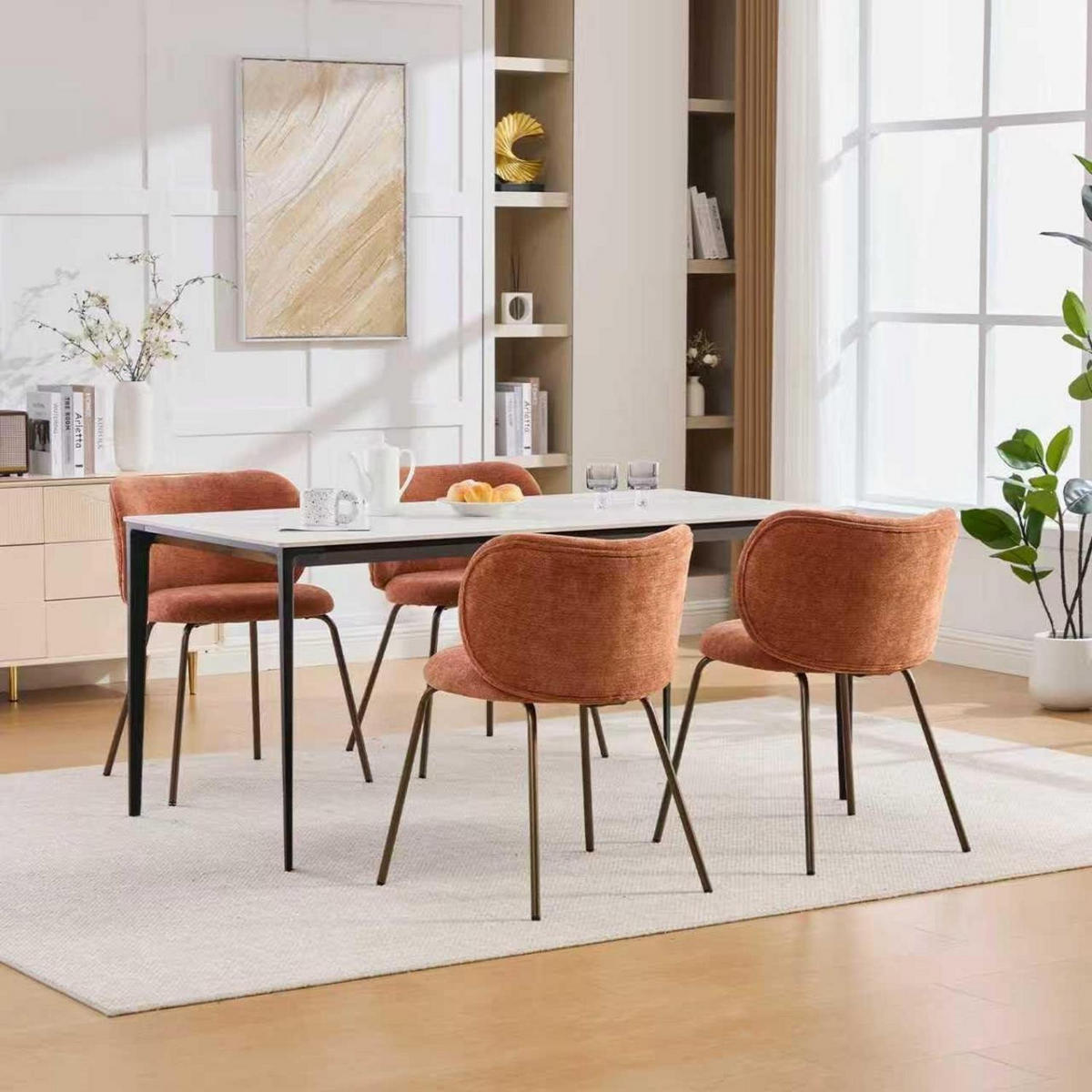 ESSZIMMERSTÜHLE 4er Set Chenille Orange mit Metallbeinen - Orange, Textil (52/80/46.5cm)