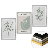 WANDBILDER 3er Set - 40x60 cm Silberner Rahmen - Pflanzenmotive in Grün - Silberfarben, Kunststoff (40/60cm) - ArtPrintCave