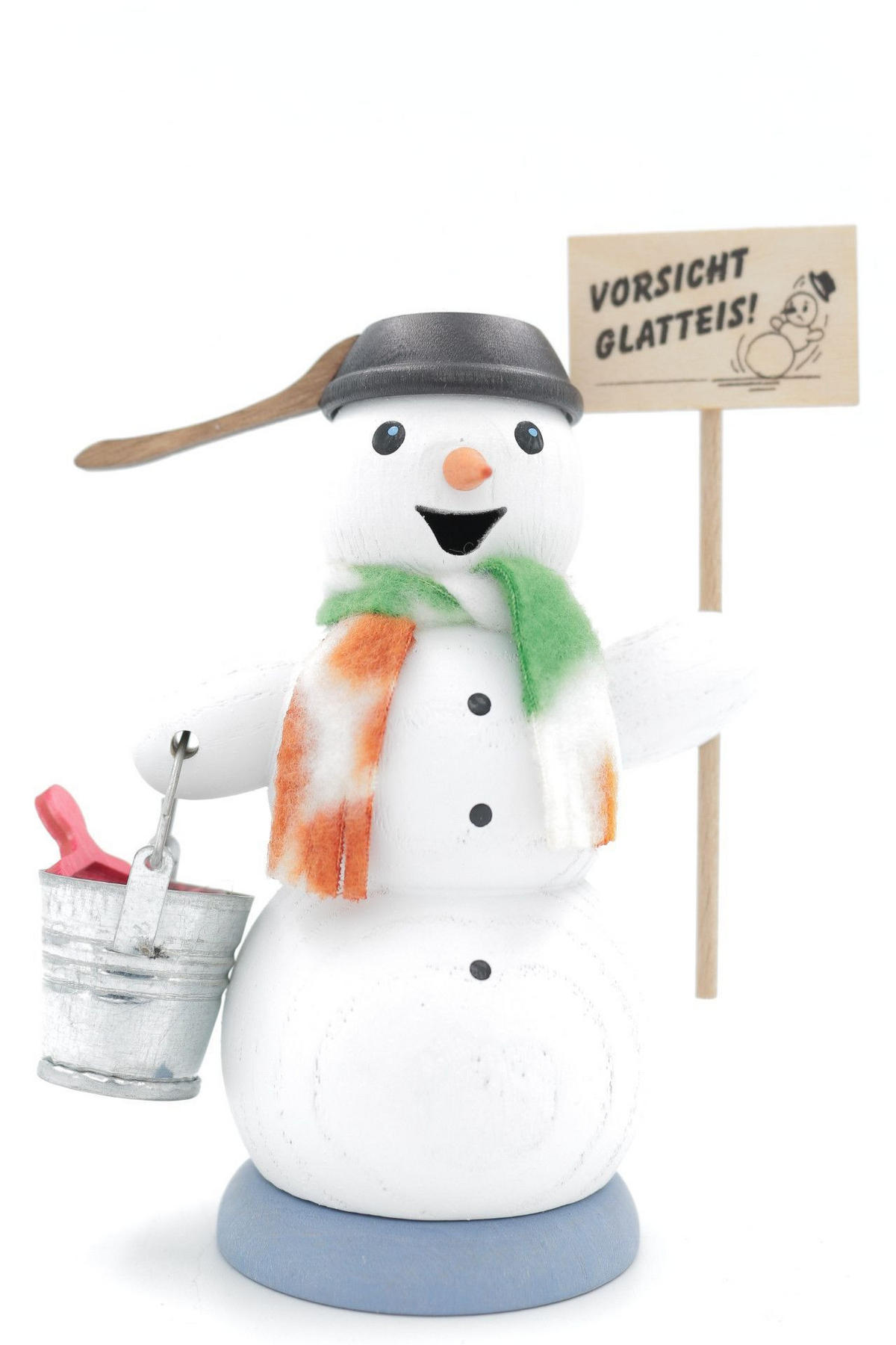 RAUCHFIGUR Schneemann "Vorsicht Glatteis" 13 cm - Multicolor, Holz (6/13/10cm)