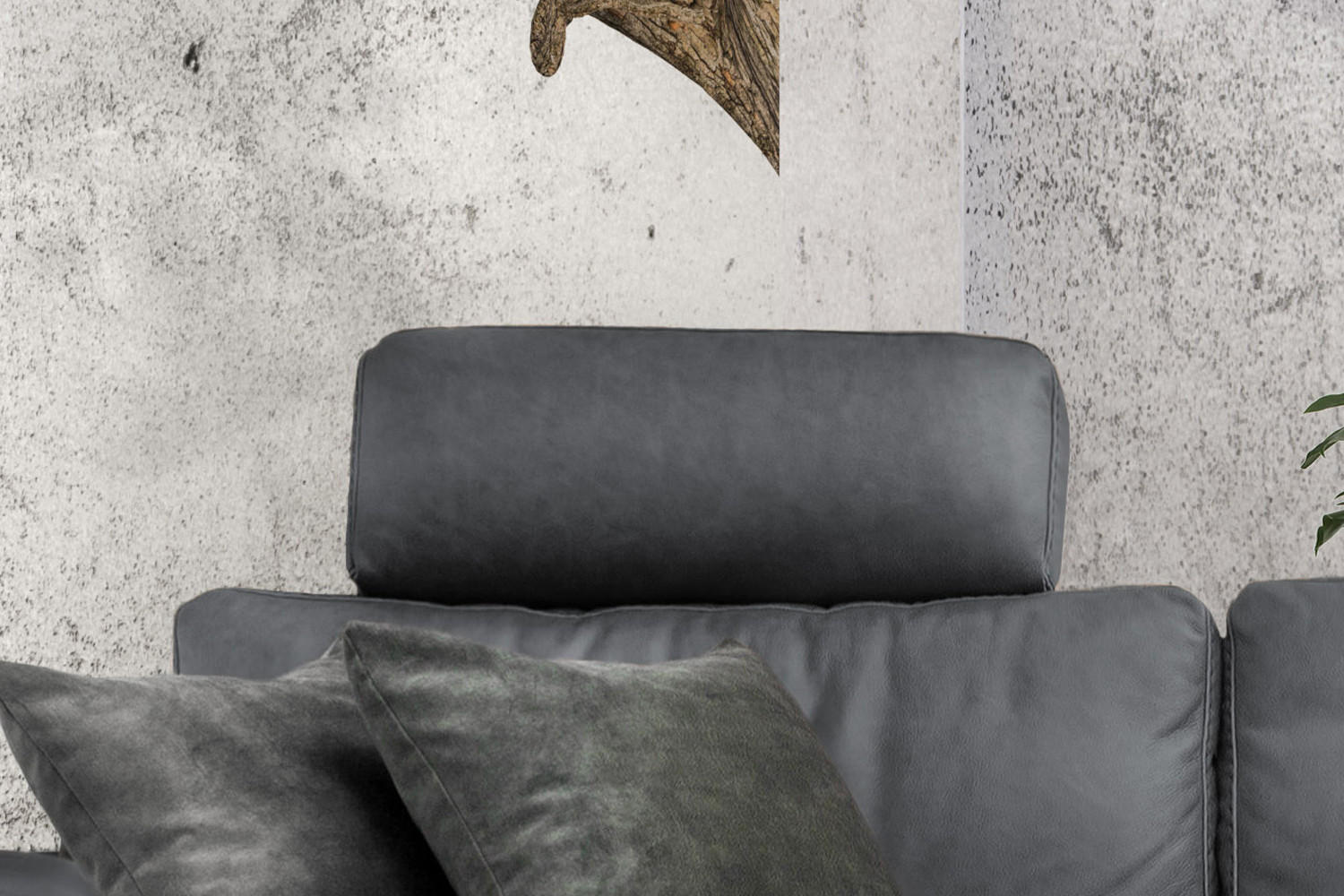 Thumbnail - Kawola Ecksofa, Grau, Leder, Echtholz, 3-Sitzer, Füllung: Kaltschaum, Ottomane links, L-Form, 304x178 cm, Wohnzimmer, So...