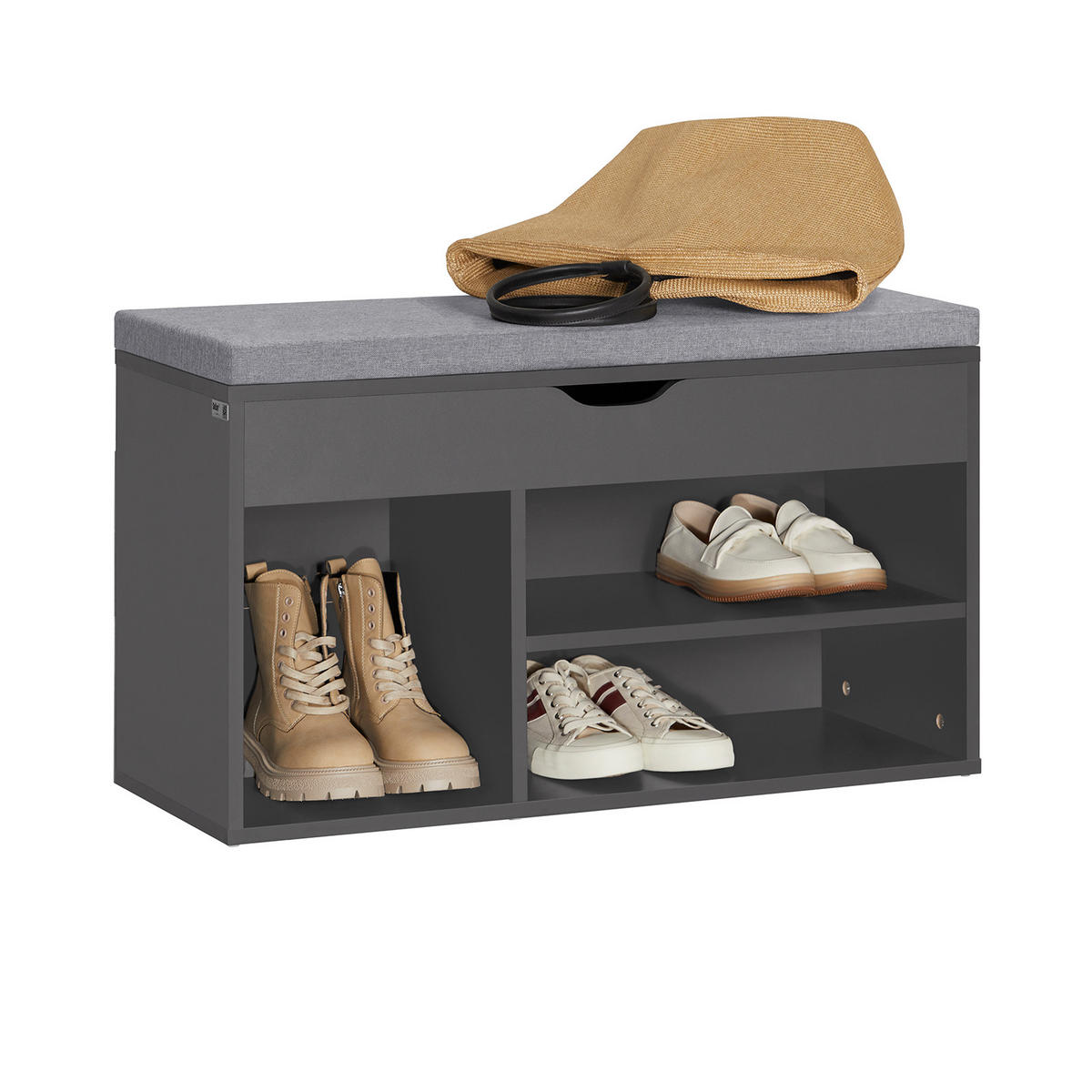 SCHUHBANK Dunkelgrau - Grau, Holzwerkstoff (80/46/30cm) - SoBuy