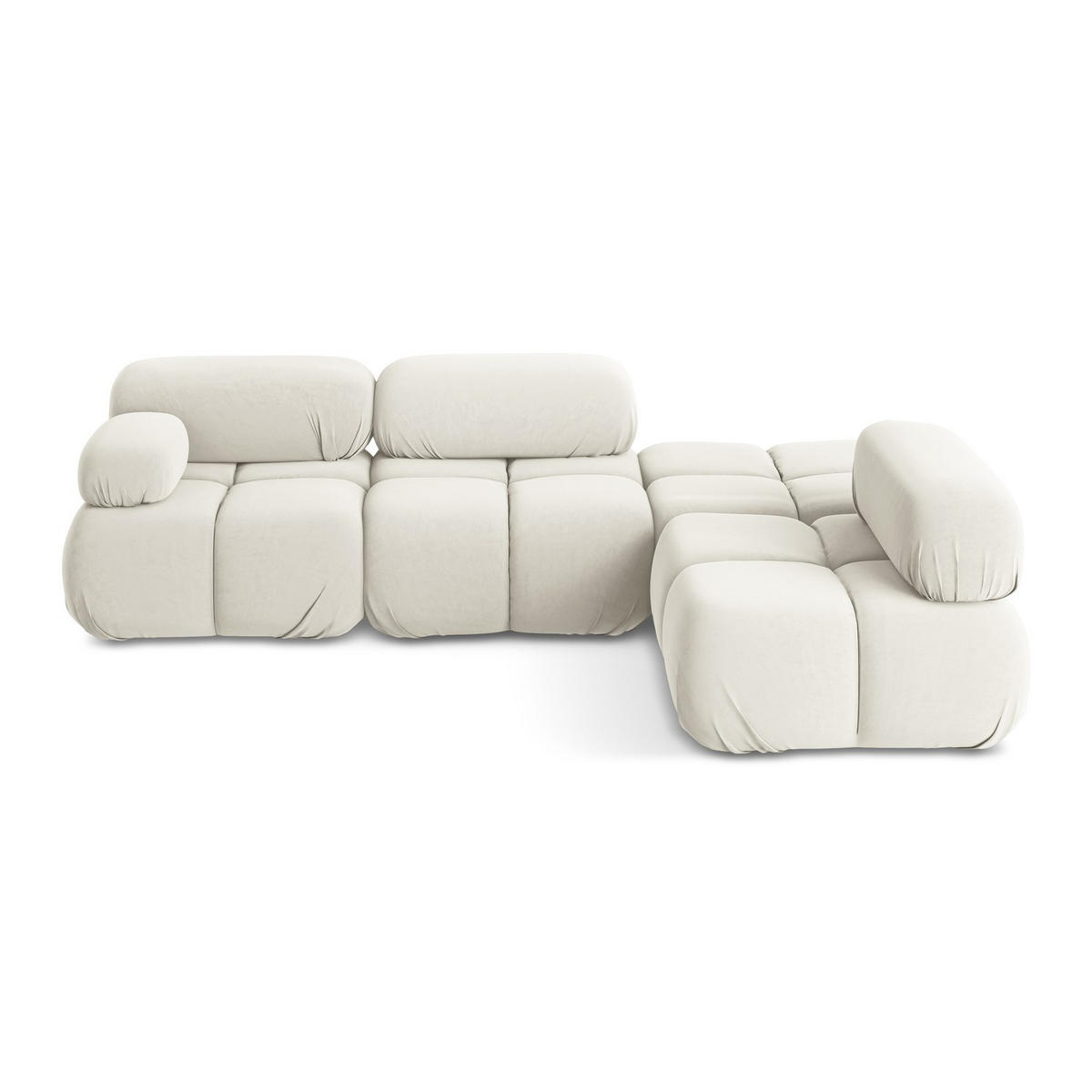 ECKSOFA Rechts Samt Stoff Beige - Beige/Creme, Kunststoff/Textil (285/190cm) - LaMiaSofa