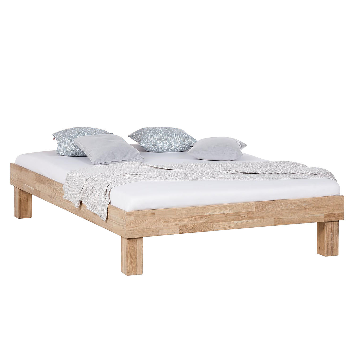 MASSIVHOLZBETT - Massivholz - Eiche - Eiche Bianco, Holz (120/200cm) - home24