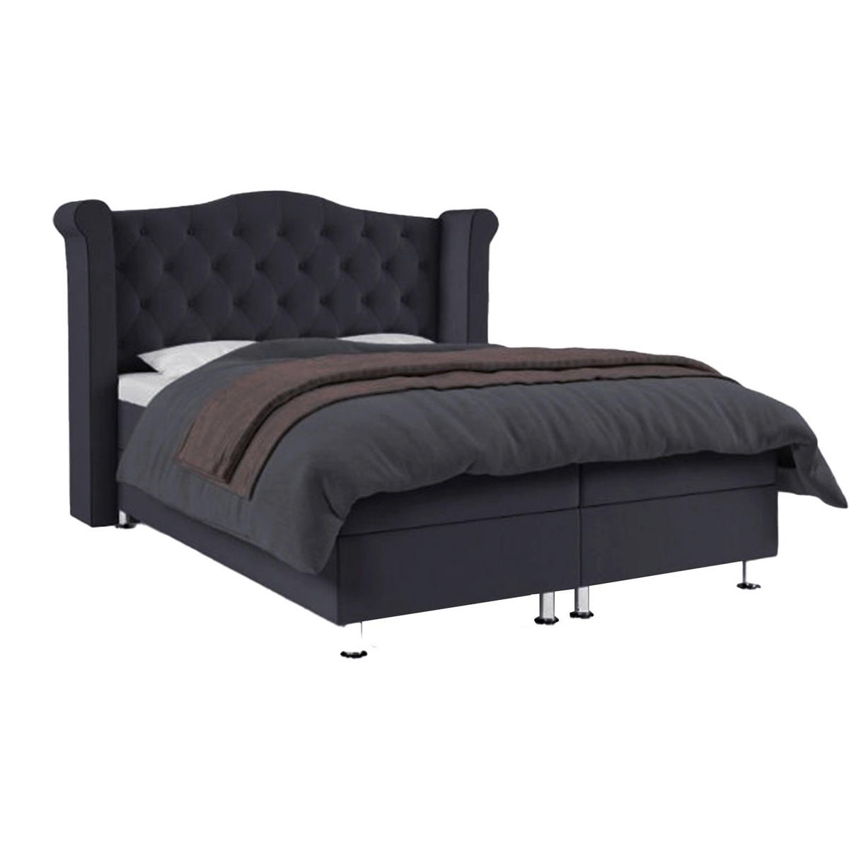 BOXBETT Saturn Bonellfederkern inkl. 7-Zonen Topper T-30 - BOXBETT mit Bettkasten - Grau, Holz/Holzwerkstoff (200/200cm) - Best For Home