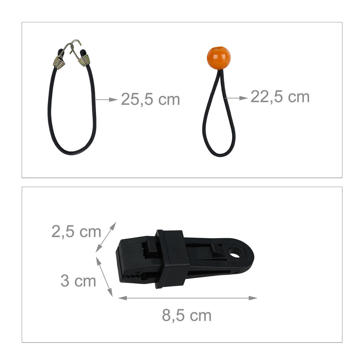 30xSPANNGUMMI - Multicolor, Kunststoff/Metall (1.5/3.5/103cm) - Relaxdays