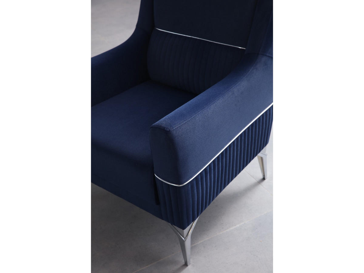 SOFA Santiago 2-Sitzer Samtstoff Blau - Blau, Textil/Metall (180/86/93cm)