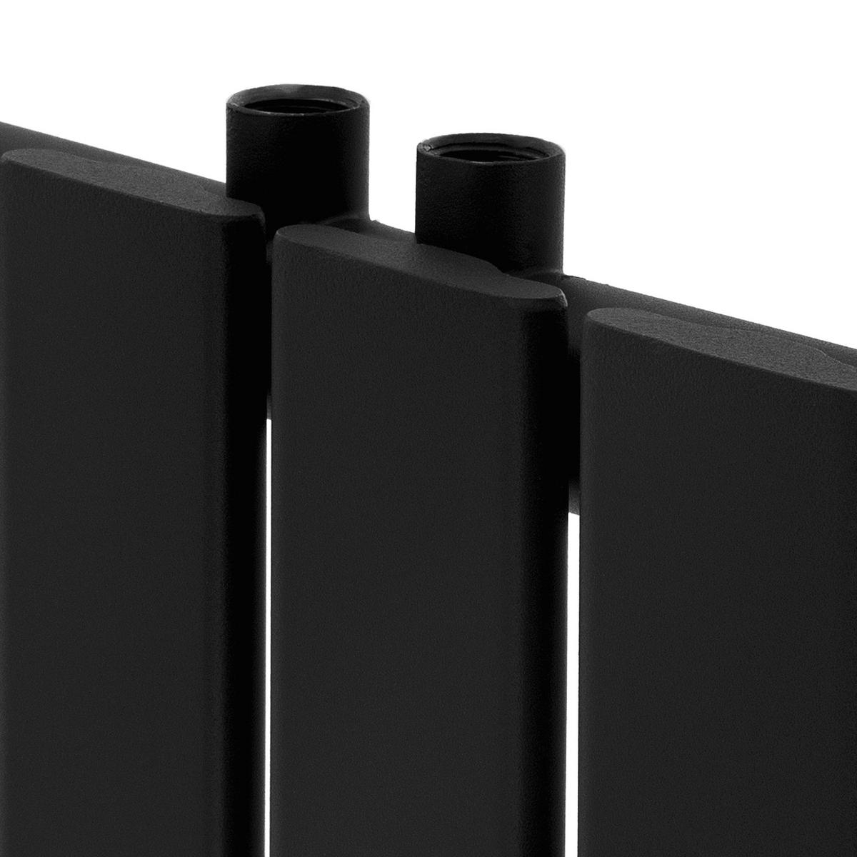 BADHEIZKÖRPER Stella 480x1600 mm Schwarz mit Ventil Durchgang - Schwarz, Metall (48/160/5cm) - LuxeBath