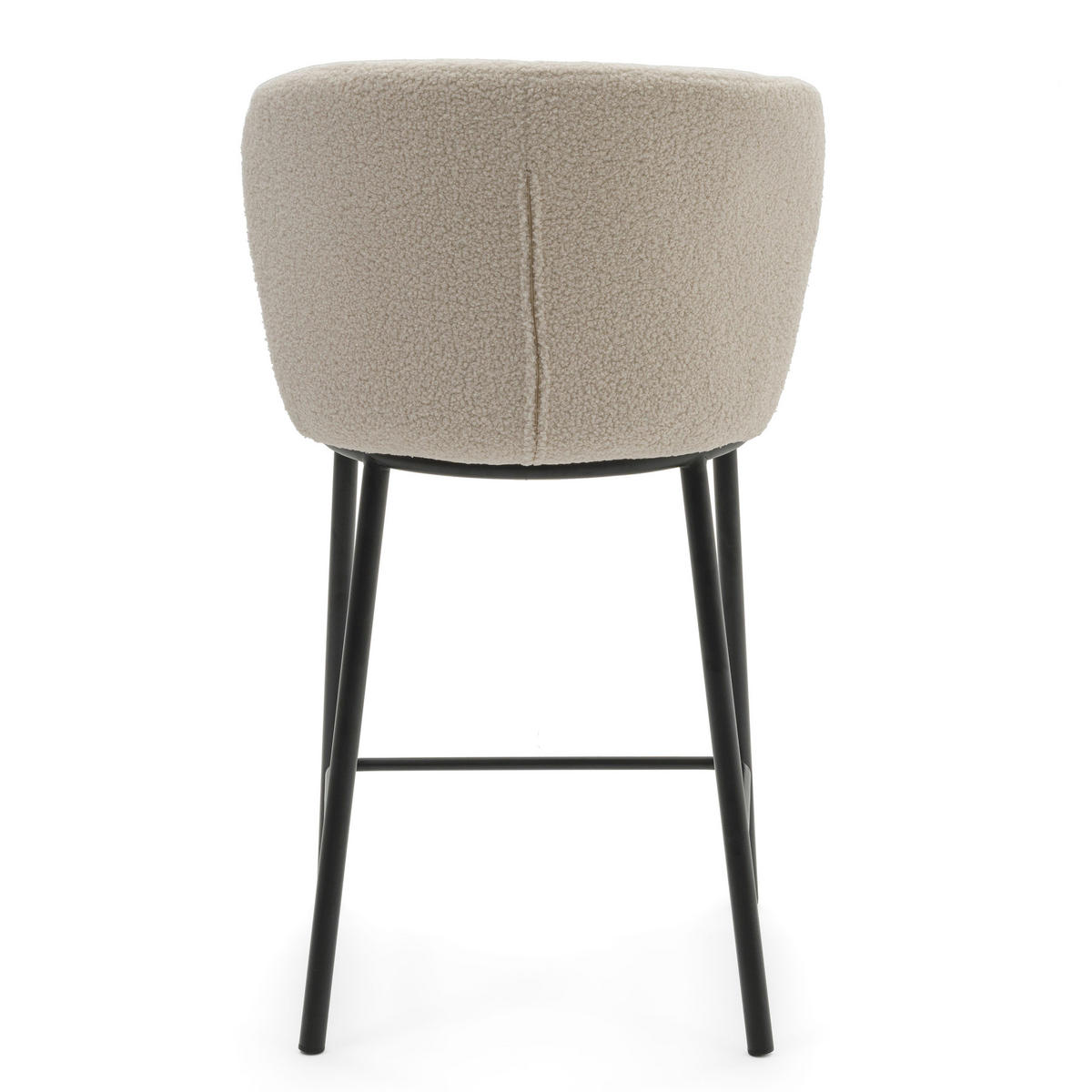 BARHOCKER BARI gepolsterter mit Steppung - ecru - Boucle - Ecru/Schwarz, Textil/Metall (55/94/57cm) - NEW HOME