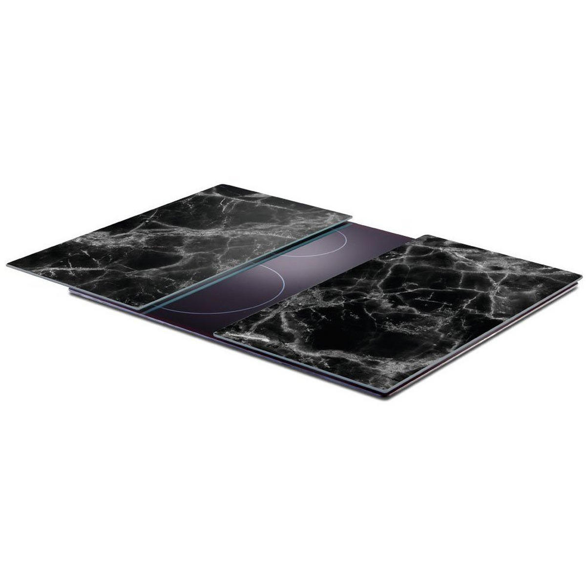 GLASPLATTEN für Herd — 2 Stück Marble Schwarz 52/30 cm - Schwarz, Glas (30/52cm) - ZELLER