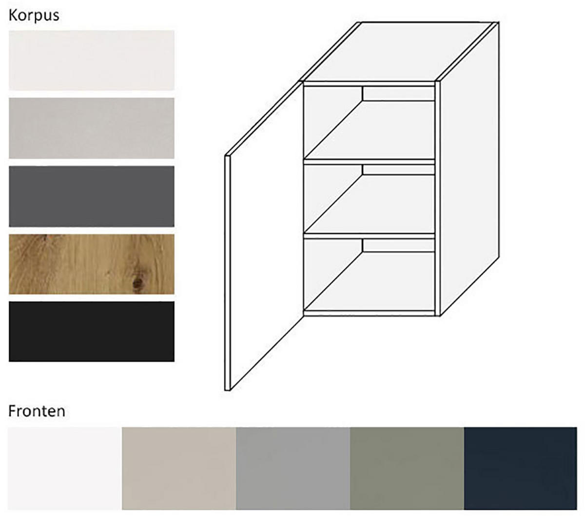 HÄNGESCHRANK Oslo W2/45 Eiche Artisan / Reed Green Matt 45 / 32,5 / 72cm - Eiche Artisan/Grün, Holz/Holzwerkstoff (45/72/32.5cm) - Feldmann-Wohnen