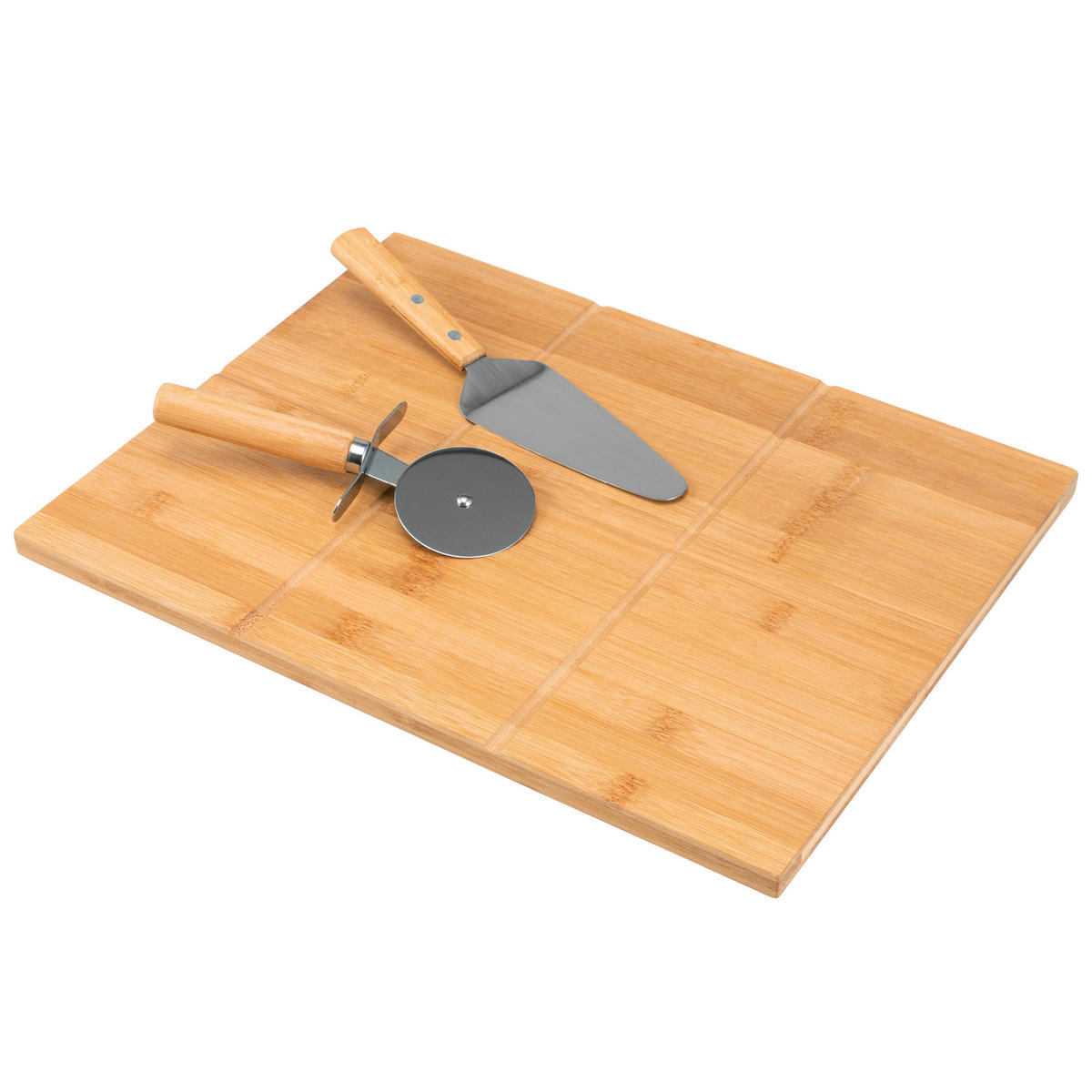 PIZZASERVIER 3er-Set, Edelstahl und Bambus - Braun, Holz (40/30cm) - bremermann