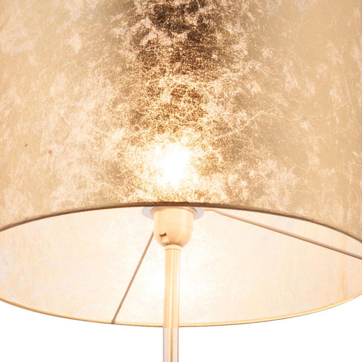 LED STEHLEUCHTE Metall Gold gemusterter Textilschirm - Goldfarben, Metall (40/40/160cm)