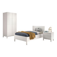 EINZELBETT Keely 90x200 weiß MDF Kiefer inkl. Nachtkonsole & Schrank - Weiß, Holz (90/200cm) - 58aufmkessel