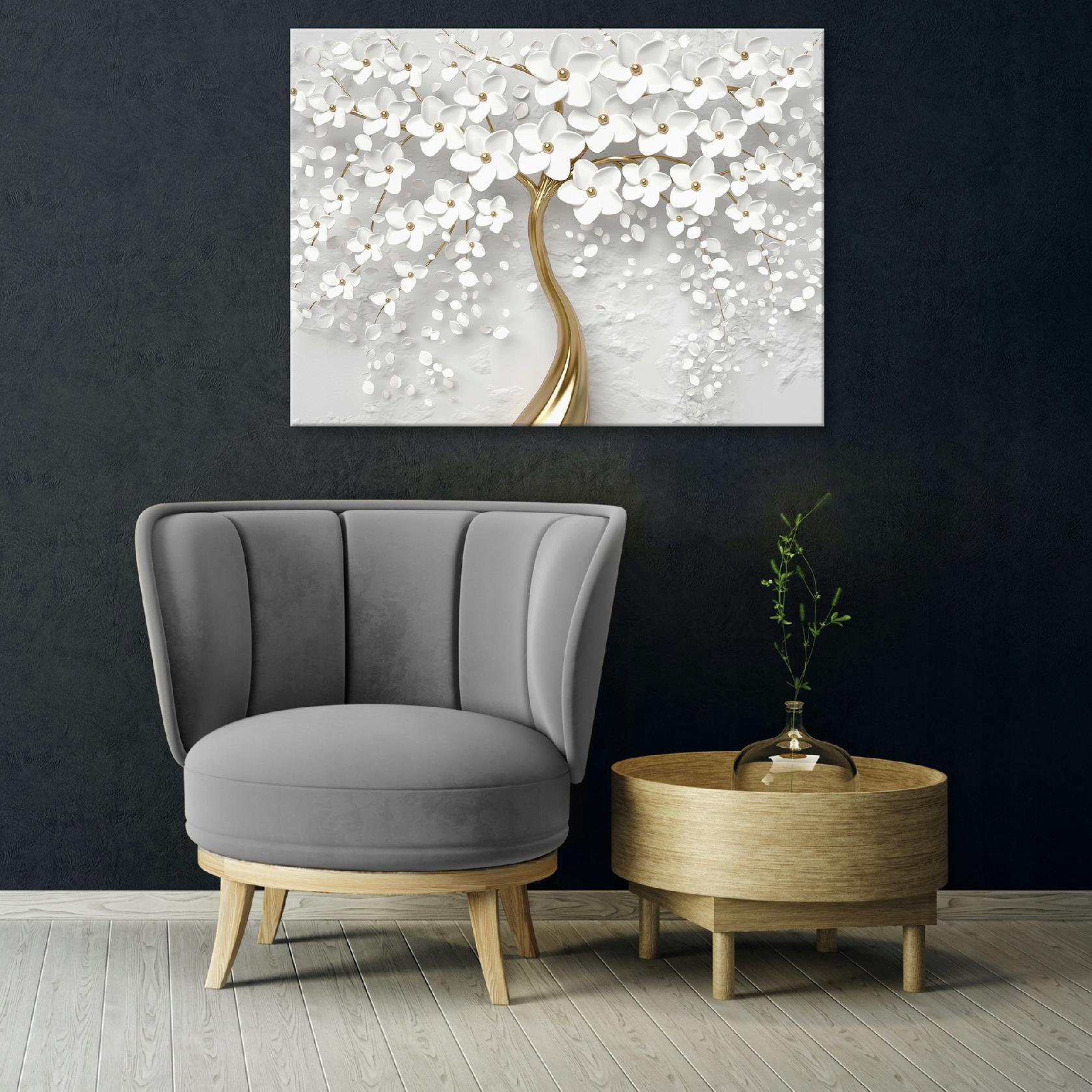 LEINWANDBILD Abstrakt Blumen Bilder 100x70 - Multicolor, Holzwerkstoff (100/70cm) - Wallarena