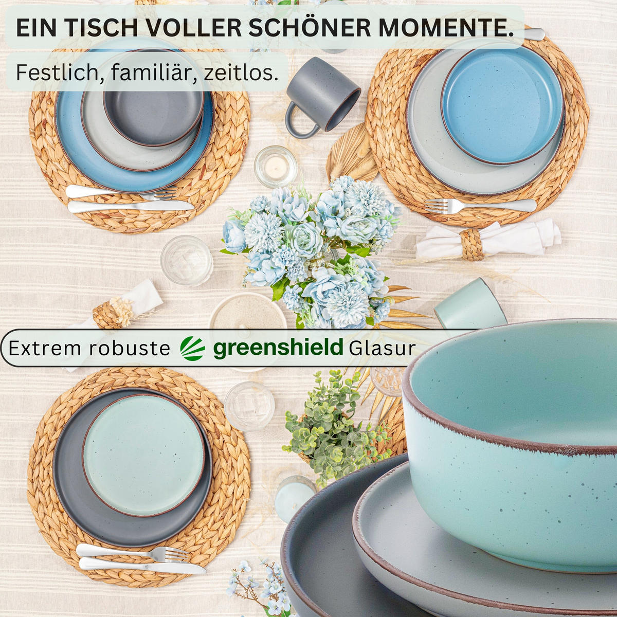 TAFELSERVICE BOMBAY SKY SHADES - 12 tlg aus Steingut - Multicolor, Stein (27/9.5/27cm) - Sänger