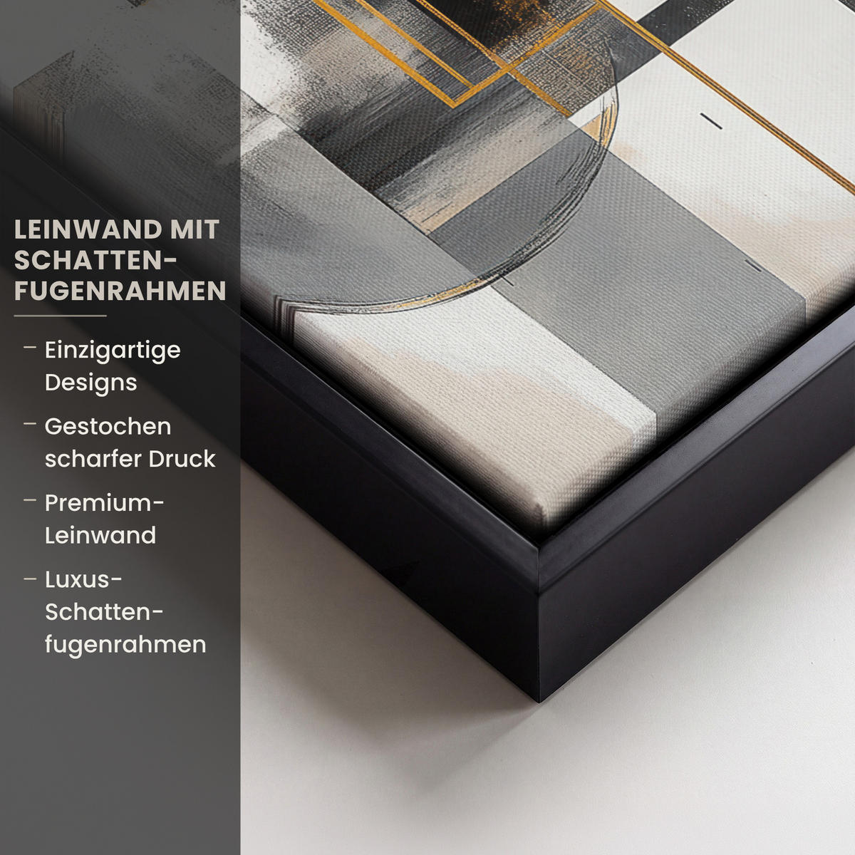 LEINWAND Bilder mit Rahmen - Abstrakt - Gold - Silber - Formen - Ästhetisch - Modern - 20x30 - Goldfarben, Textil (20/30cm) - MuchoWow