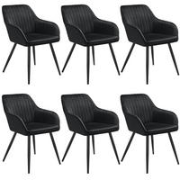 ESSZIMMERSTUHL 6er Set Marilyn 58 x 62 x 82 cm schwarz/schwarz - Schwarz, Metall (58/82/62cm) - tectake