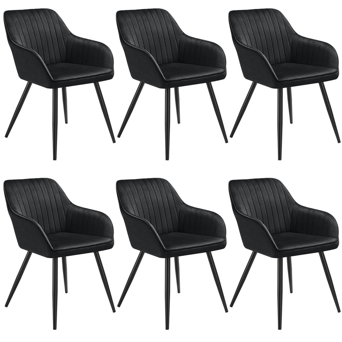 ESSZIMMERSTUHL 6er Set Marilyn 58 x 62 x 82 cm schwarz/schwarz - Schwarz, Metall (58/82/62cm) - tectake