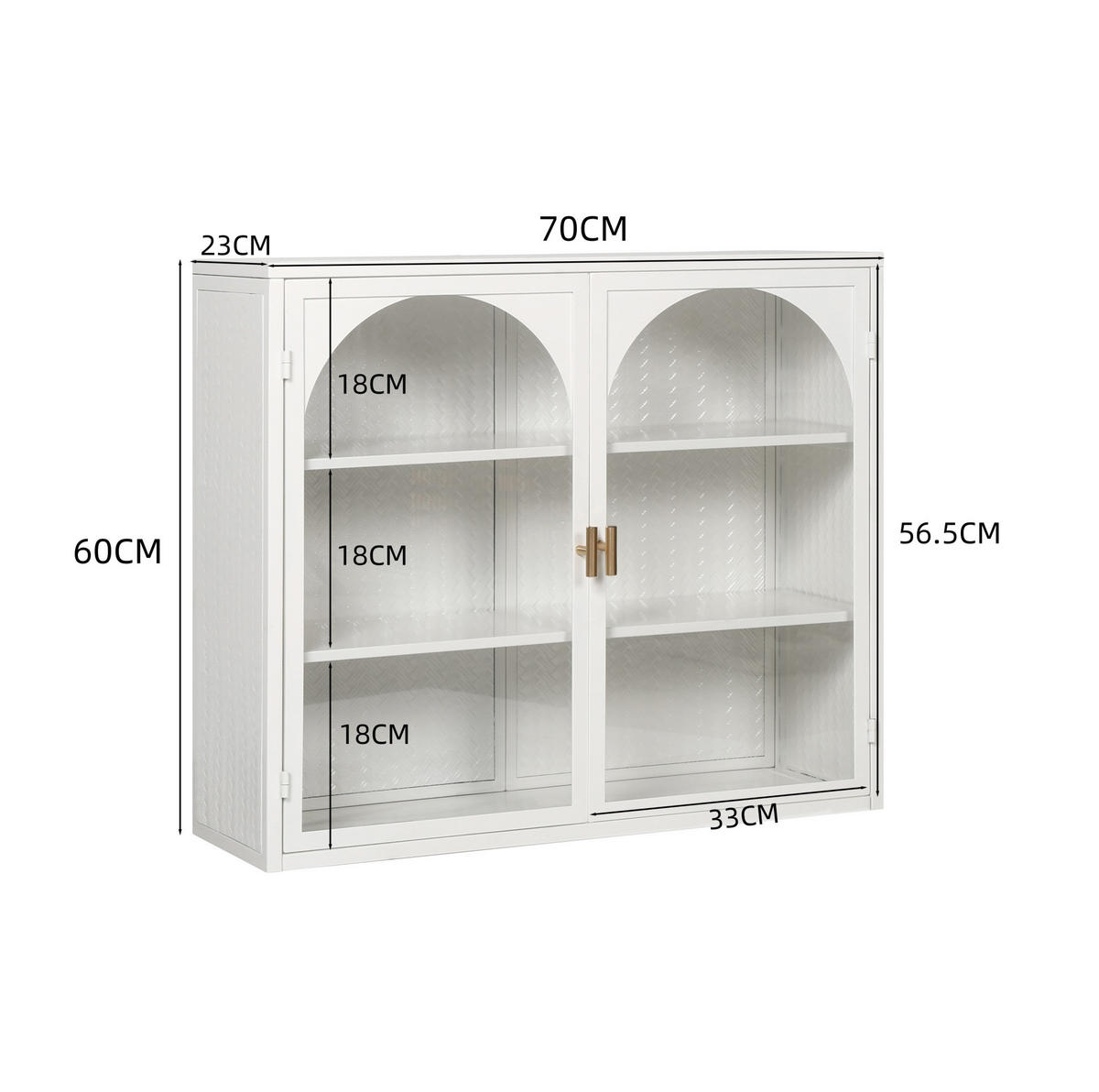 KÜCHENOBERSCHRANK 70/23/60 cm mit Glasfront und 2 Türen in Weiß - Weiß, Glas (70/60/23cm) - BEAOK