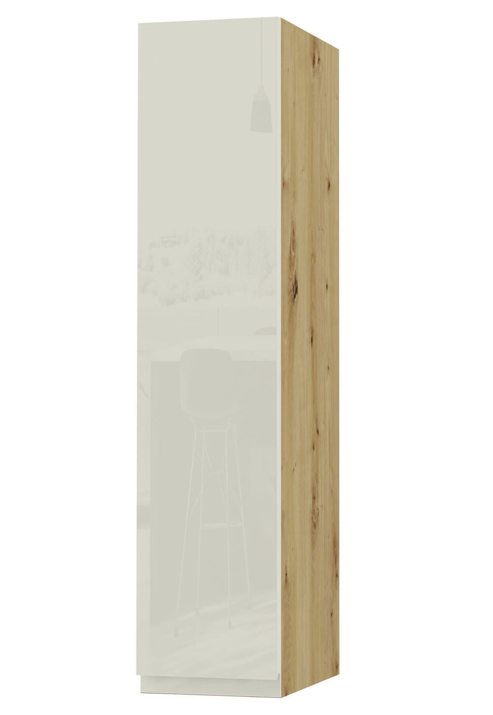 Feldmann-Wohnen Hängeschrank Weiß Hochglanz, Eiche Artisan 20x96x32.5 cm