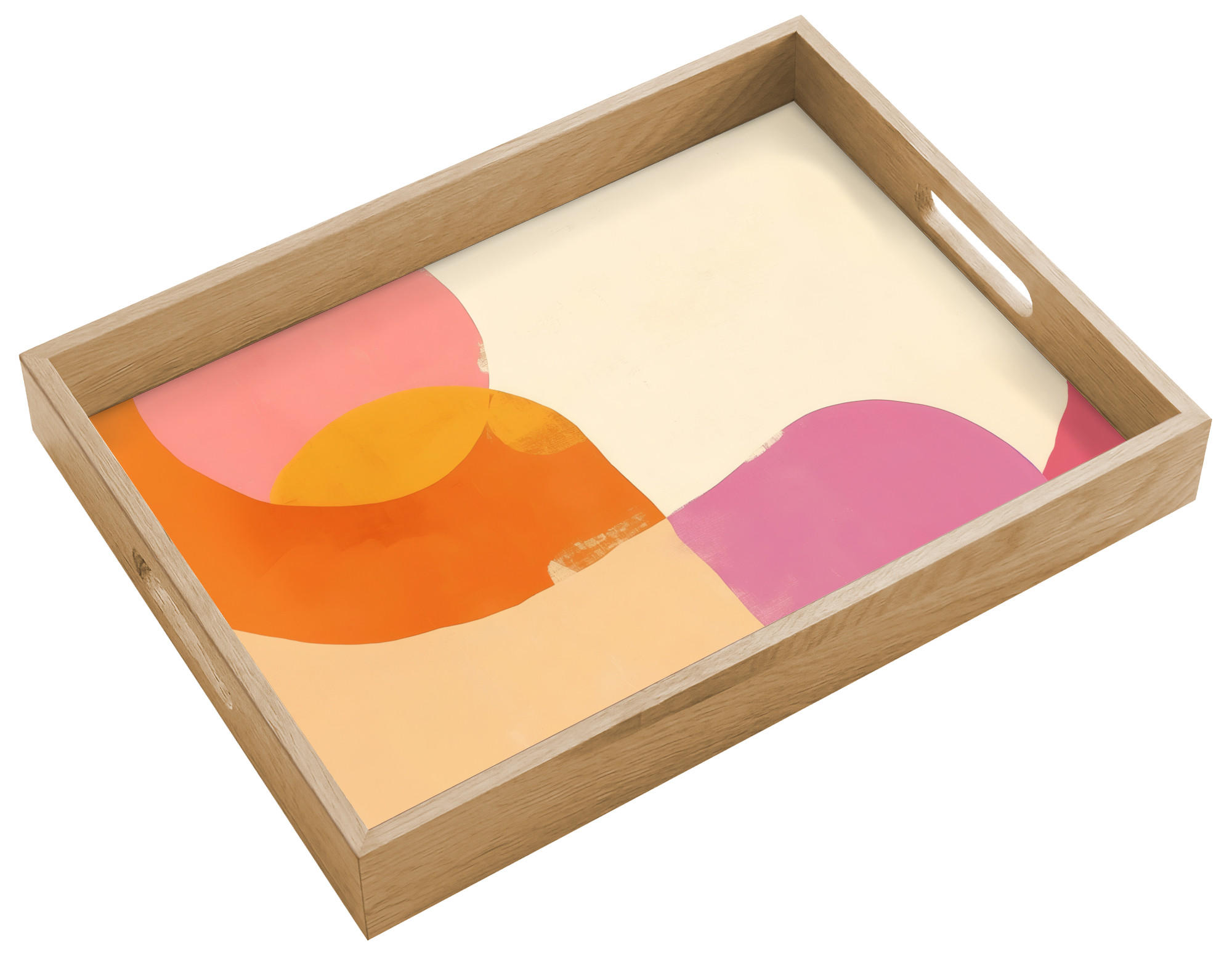 SERVÍROVACÍ PODNOS Tvary - abstraktní - barevné 40x30 cm - pomerančová, dřevo (40/5/5cm) - OnlyWow