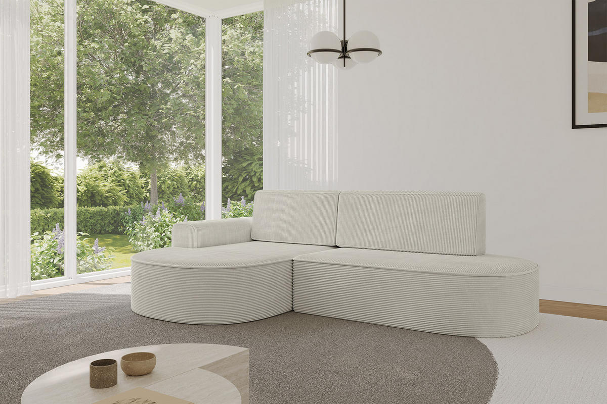 ECKSOFA mit Schlaffunktion und Bettkasten Ottomane Links MARI-L1-S - 283x167x73 cm Beige Cord - Schwarz/Cappuccino, Holzwerkstoff/Kunststoff (283/167cm) - ALTDECOR