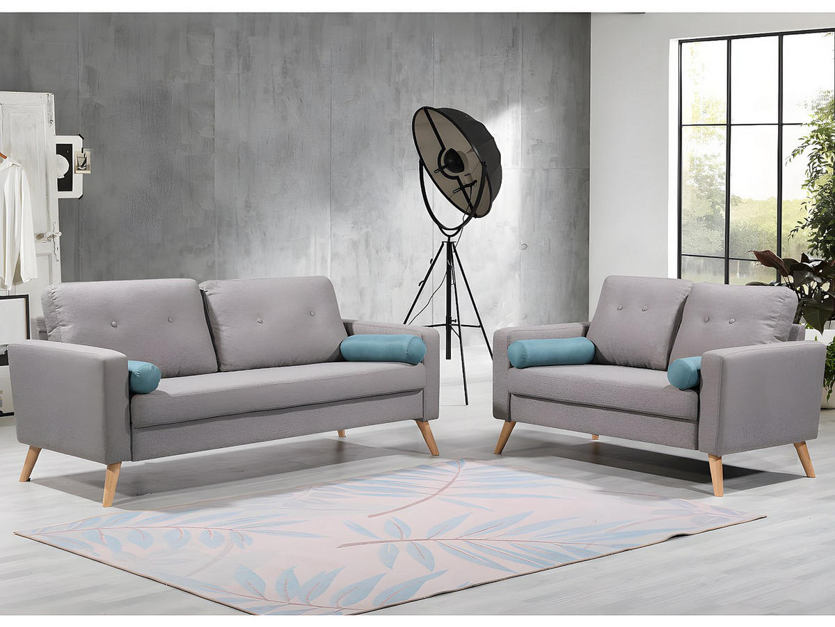 COUCHGARNITUR - 5 Personen - stoff - grau Tatum - Grau, Holz/Textil (130/83/81cm) - Vente-Unique