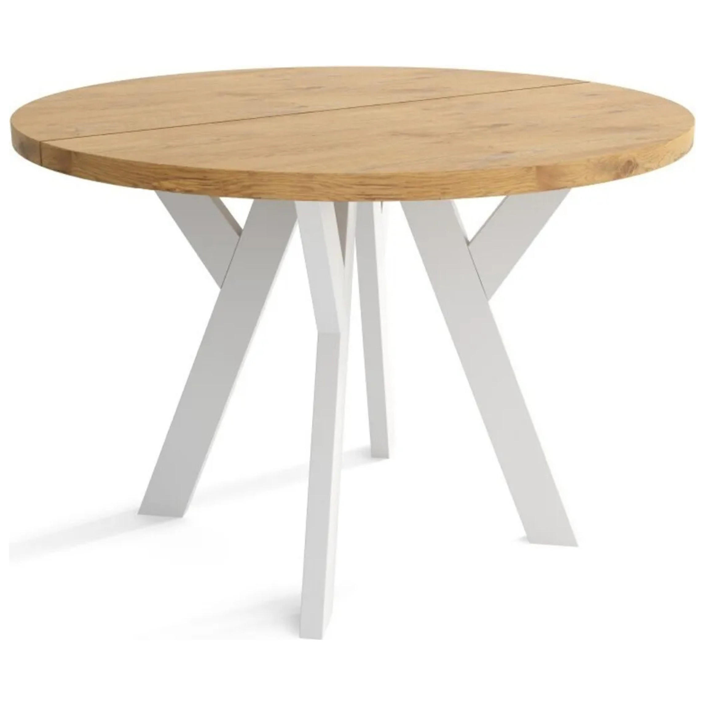 ESSZIMMERTISCH LOFT O, Tisch Durchmesser: 90 cm, Wohnzimmertisch Farbe: LANCELOT, mit Holzbeinen in Farbe Weiß - Hellbraun/Weiß, Holzwerkstoff (90/90/76cm) - Sepro Meble