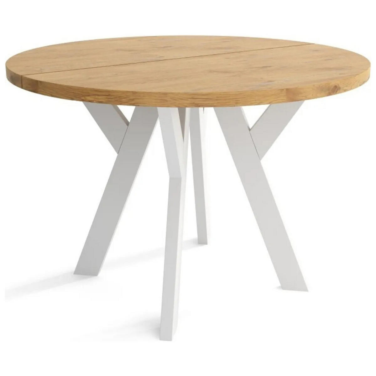 ESSZIMMERTISCH LOFT O, Tisch Durchmesser: 90 cm, Wohnzimmertisch Farbe: LANCELOT, mit Holzbeinen in Farbe Weiß - Hellbraun/Weiß, Holzwerkstoff (90/90/76cm) - Sepro Meble