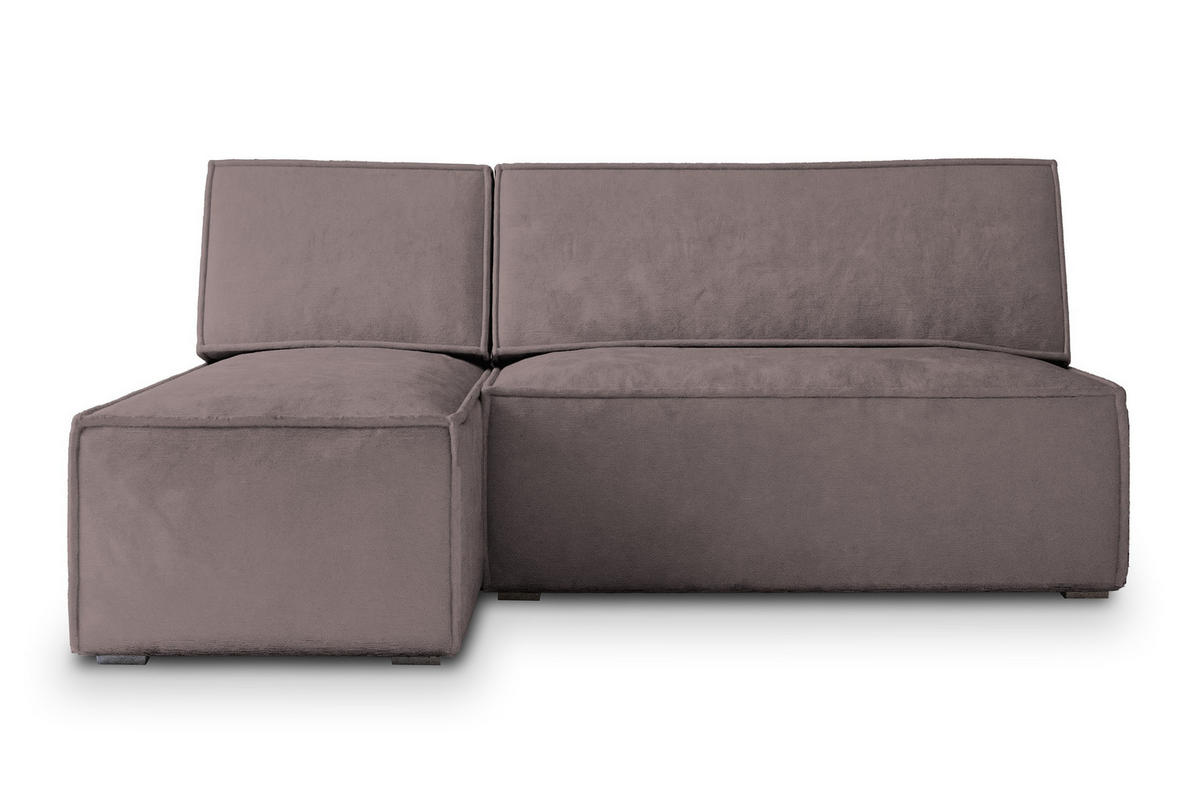 ECKSOFA BRISO M Lila Velours-Stoff mit Schlaffunktion - Lila, Holz (200/140cm) - MASSENO