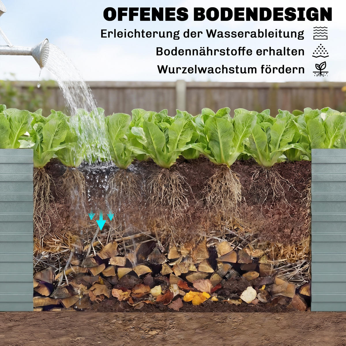 HOCHBEET 2ER-SET aus Stahl Silber - Silberfarben, Metall (90/60/180cm) - Outsunny