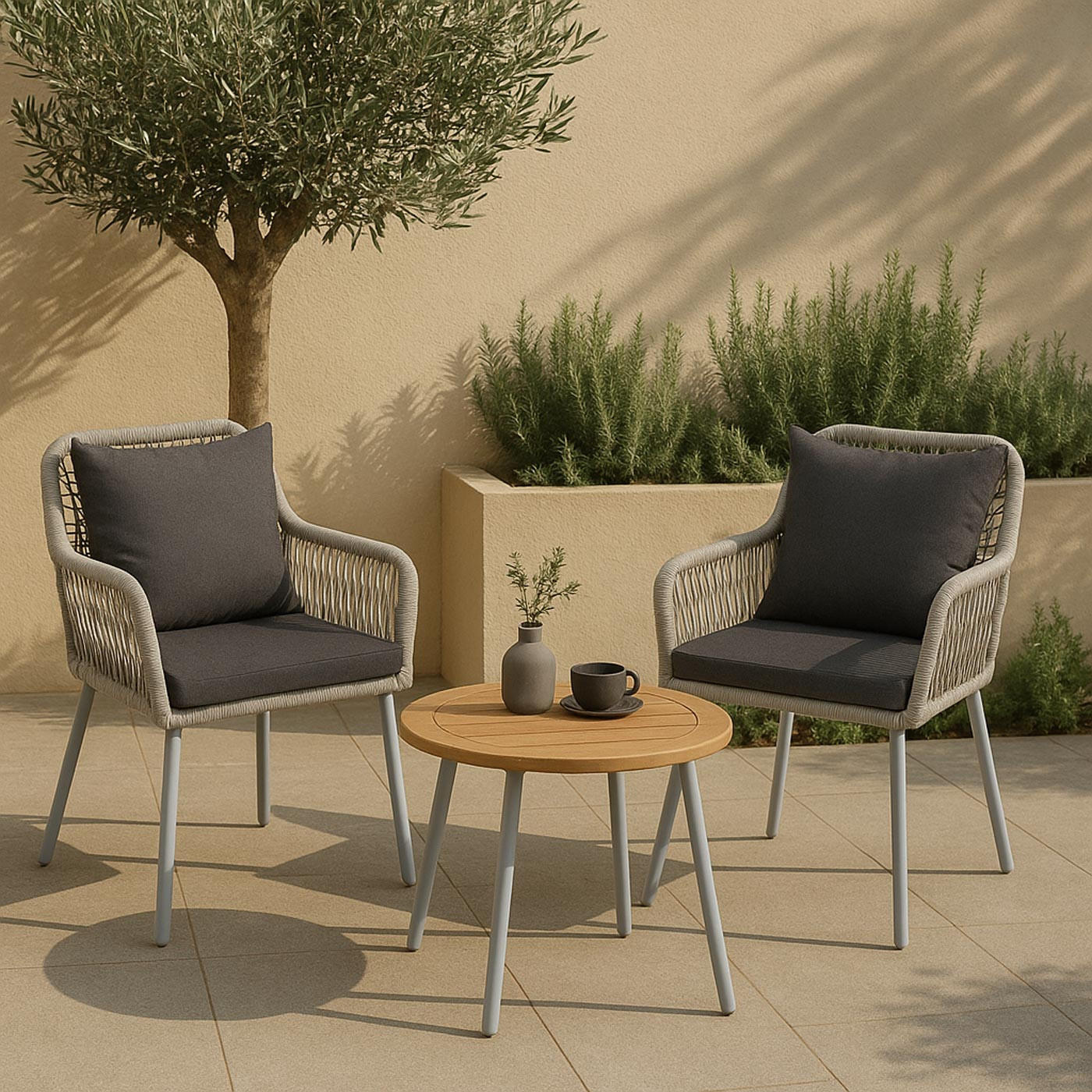 GARTENSTUHL Grau, Granit - Dunkelgrau/Hellgrau, Textil (54/81/62cm) - MCW