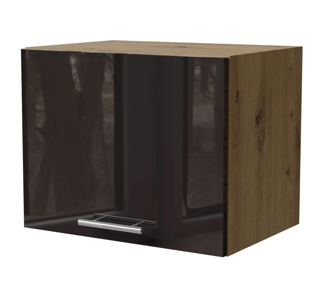 Feldmann-Wohnen Klapphängeschrank Schwarz Hochglanz, Eiche Artisan 45x36x32.5 cm