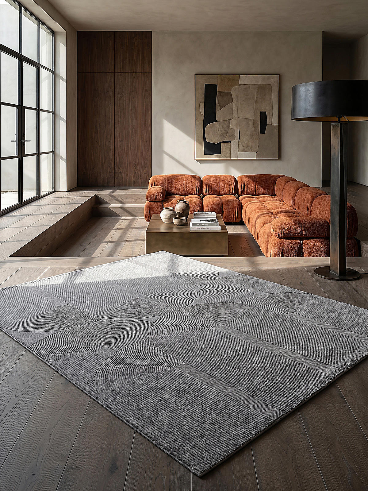 TEPPICH Kurzflor KASOS Waschbar Geometrisch Polyester Grau 160 x 230 cm - Grau, Textil (160/230cm) - KADIMA DESIGN