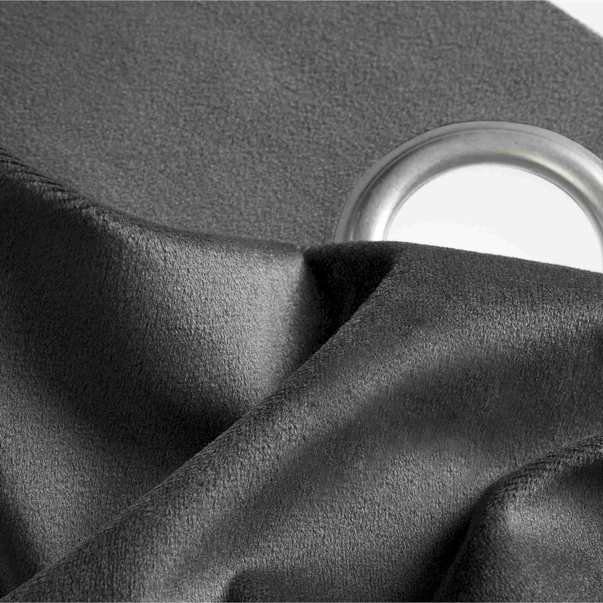 ÖSENVORHANG VELVET SIGNATURE - Anthrazit, Textil (140/1/250cm) - Tom Tailor