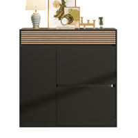 SCHUHSCHRANK 100×35×105cm Schwarz Naturholz mit 2 Klappen - Schwarz/Naturfarben, Holzwerkstoff (100/105/35cm) - FLIEKS