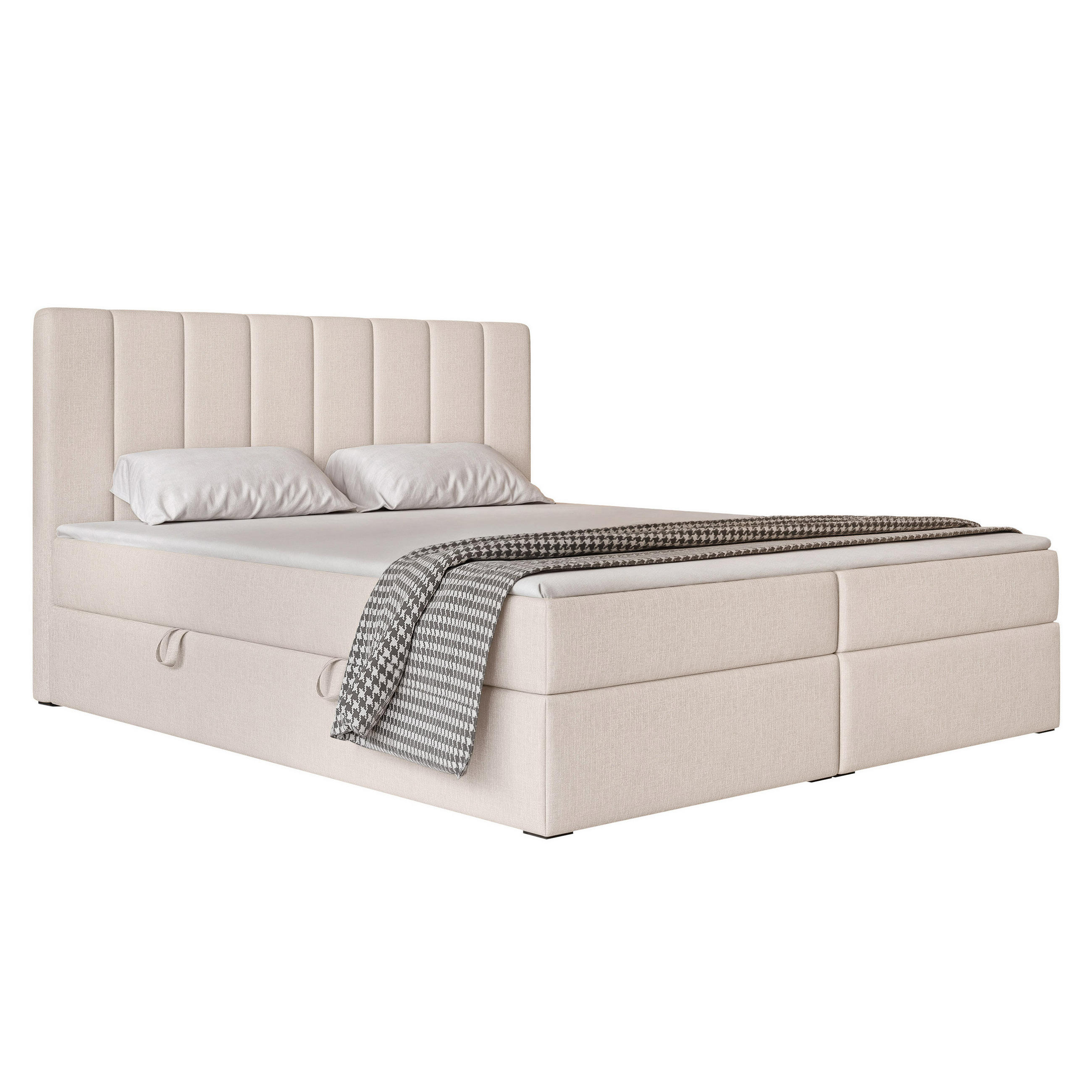 BOXBETT LEO 180/200 cm mit Matratze und Topper, Creme - Creme/Schwarz, Holzwerkstoff/Kunststoff (180/200cm) - Idohome