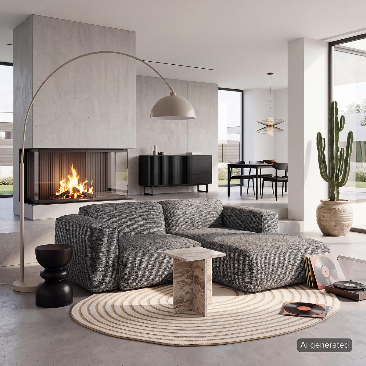 ECKSOFA mit XL-Longchair - Schwarz/Grau, Kunststoff/Textil (260/171cm) - home24