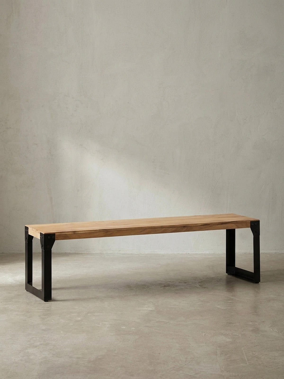 ESSZIMMERBANK Massivholz Metall ohne Lehne, Akazie 160x40x45 cm - Schwarz/Braun, Holz/Metall (160/45/40cm) - KADIMA DESIGN
