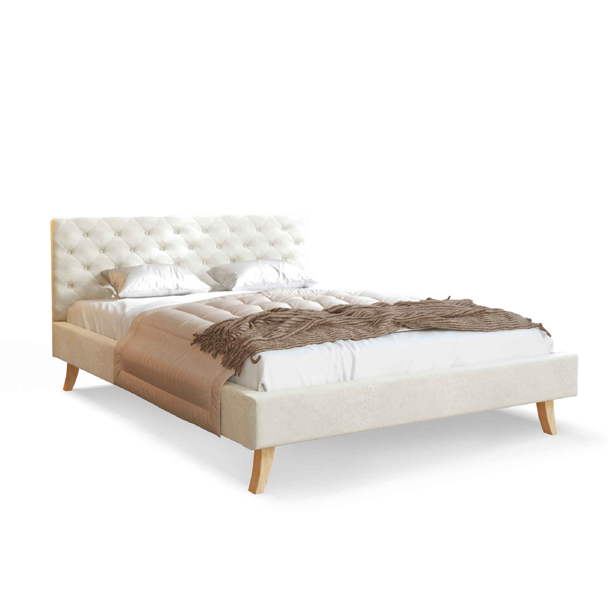 POLSTERBETT ZUZA beige - Birkefarben/Creme, Holz/Holzwerkstoff (120/200cm) - FDM