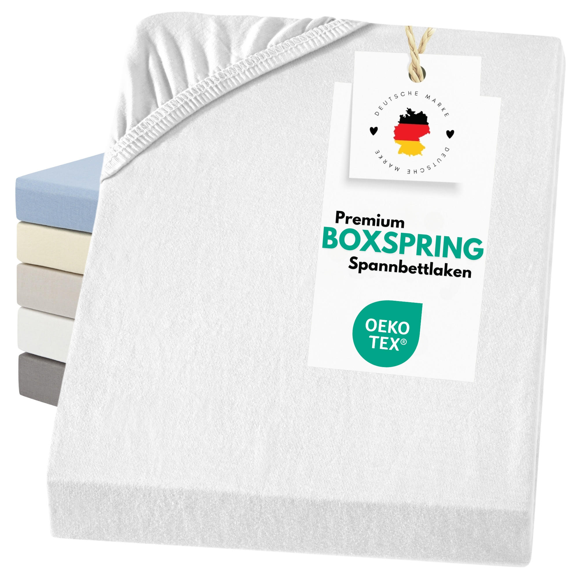 SPANNBETTLAKEN-BOXSPRINGBETT 90x200 - 100x200 Jersey Spannbetttuch 100% Baumwolle, Bettlaken Uni Weiß - Weiß, Textil (100/200cm) - Carpe Sonno