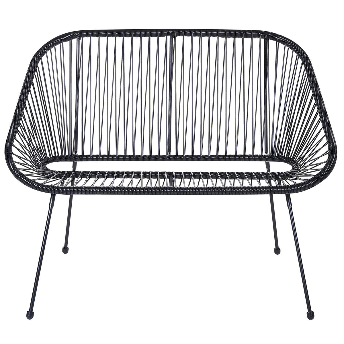 GARTENBANK Rattan schwarz 114 cm Acapulco - Schwarz, Kunststoff (114/88/78cm) - Beliani